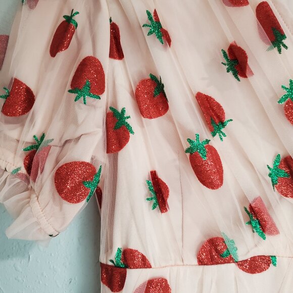 NWT Retro Stage 1950s Style Strawberry Lace Swing Dress - Medium - Picture 5 of 9